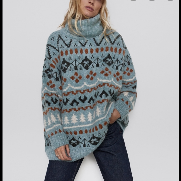 Zara Sweaters - Zara oversized jacquard chunky sweater